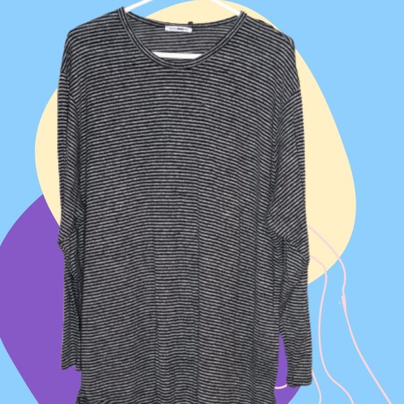 Plus Black and Grey Striped Long-Sleeve - Picture 3 of 3